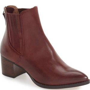 Halogen Bailey Leather Block Heel Bootie Red  7.5